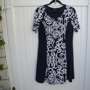 Sam & Jo Womens Dress Navy Blue Size L Petite Mini Faux White Embroidered